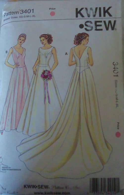KWIK SEW PATTERNS 3401 BRIDAL DRESS  SIZE XS-S-M-L-XL COMPLETE-UNCUT-F/FOLDED