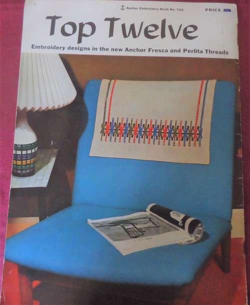 TOP TWELVE EMBROIDERY DESIGNS -ANCHOR EMBROIDERY BOOK #754 -24 A4 PAGES OF PATTERNS