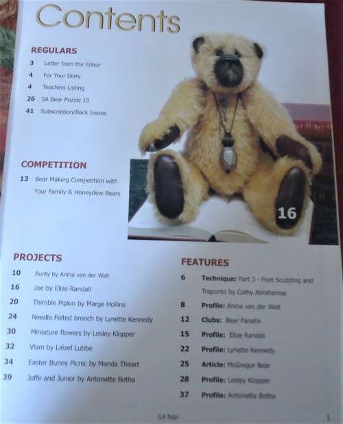 `SOUTH AFRICAN BEAR & CREATIVE INSPIRATIONS`  NO 10 MARCH-MAY 2007-44 PAGE MAGAZINE WITH PATTERNS