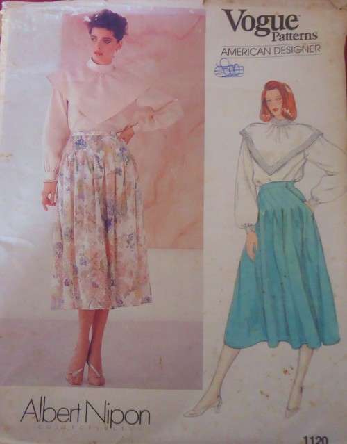 VOGUE 1120  AMERICAN DESIGNER-ALBERT NIPPON - BLOUSE & SKIRT SIZE 12 COMPLETE-UNCUT-F.FOLDED