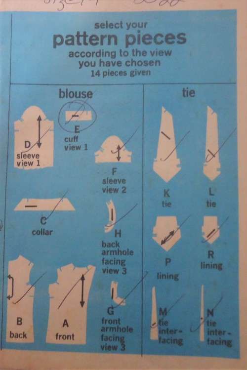 SIMPLICITY 5022  BLOUSE & TIE SIZE 14 - SEE LISTING - NO COVER - ZIPLOC BAG