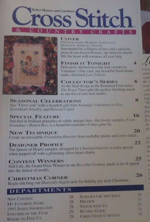CROSS STITCH & COUNTRY CRAFTS JANUARY/FEBRUARY 1994 32 PAGE MAGAZINE WITH PATTERNS