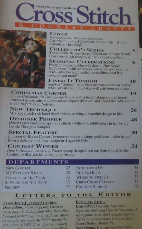 CROSS STITCH & COUNTRY CRAFTS SEPTEMBER/OCTOBER 1994 40 PAGE MAGAZINE WITH PATTERNS