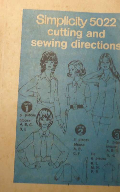 SIMPLICITY 5022  BLOUSE & TIE SIZE 14 - SEE LISTING - NO COVER - ZIPLOC BAG