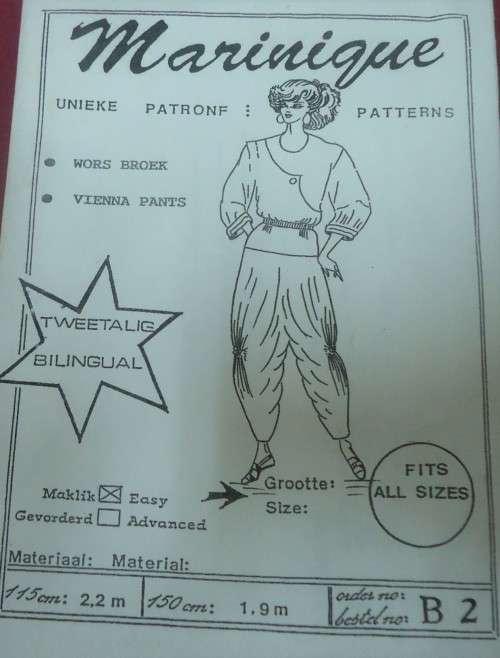 MARINIQUE PATTERN  B2 - VIENNA PANTS  - SIZE FITS ALL SIZES - COMPLETE F/FOLDED  - SEALED
