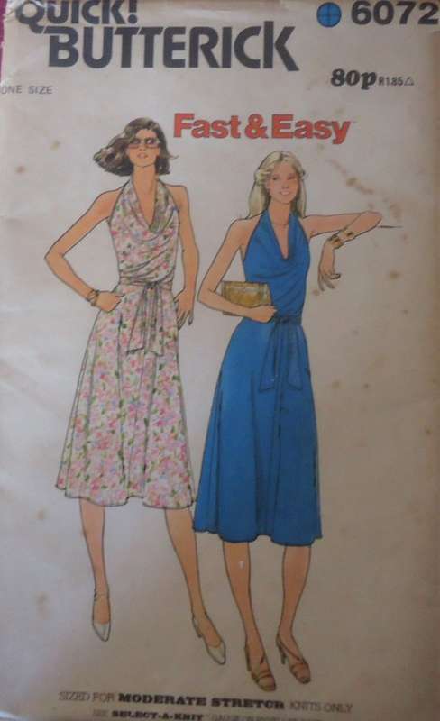 BUTTERICK 6072 HALTER NECK DRESS ONE SIZE COMPLETE SUPPLIED IN A ZIPLOC BAG