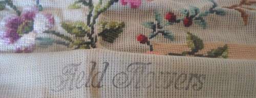"FIELD FLOWERS" TAPESTRY WITH THREADS - BACKGROUND NEEDS COMPLETING  66 CM X 25 CM