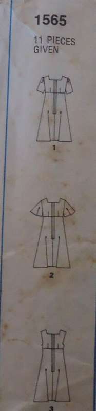 STYLE 1565 DRESS WITH SQUARE NECKLINE SIZE 10 BUST 83 CM/32 1/2" -COMPLETE-SUPPLIED IN A ZIPLOC BAG
