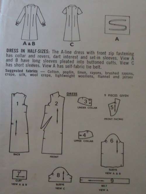 VINTAGE STYLE 2280  A-LINE DRESS SIZE 14 1/2 BUST 37` COMPLETE