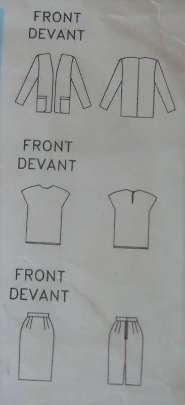 BUTTERICK PATTERN 5967 V-SHAPED JACKET-SKIRT-TOP  SIZE B = 12 + 14 + 16 COMPLETE