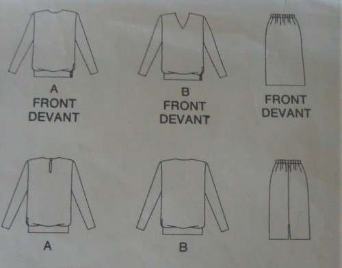 BUTTERICK PATTERN 4358 PULLOVER BLOUSE & SKIRT  SIZE 8 + 10 + 12 - COMPLETE