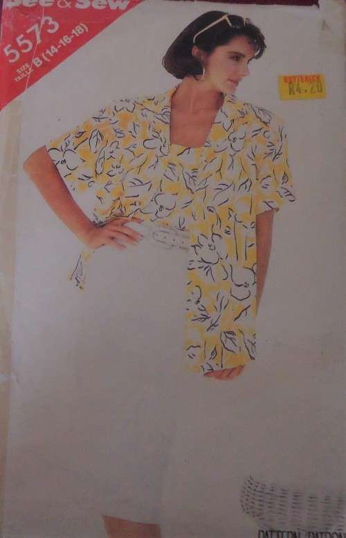 BUTTERICK PATTERN 5573  SKIRT & BLOUSE & TOP SIZES B=14-16-18 COMPLETE