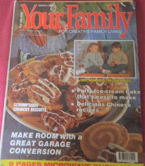 YOUR FAMILY -MARCH 1995 - 124 PAGE MAGAZINE WITH PULLOUT PATTERN SECTION