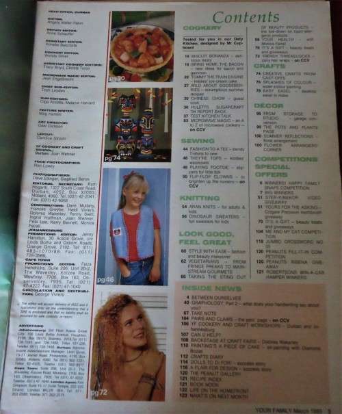YOUR FAMILY -MARCH 1995 - 124 PAGE MAGAZINE WITH PULLOUT PATTERN SECTION