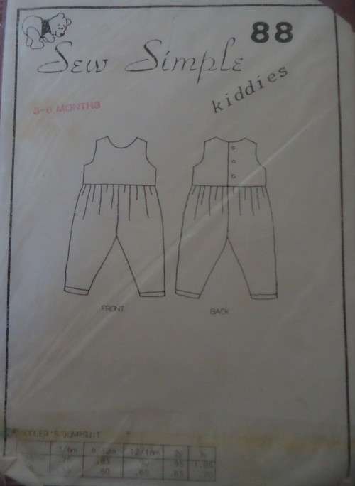 SEW SIMPLE PATTERNS #88 TODDLERS JUMPSUIT  SIZE 3 - 6 MONTHS
