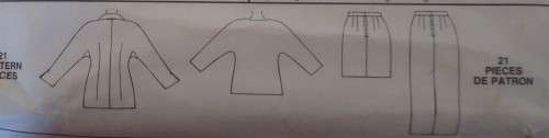 McCALL`S PATTERN 7871LINED JACKET-PULLOVER BLOUSE-SKIRT SIZE 10 COMPLETE
