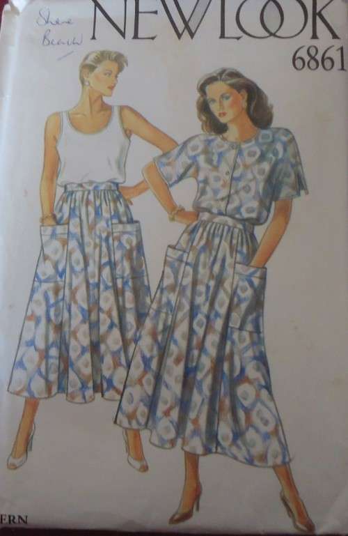 NEW LOOK PATTERNS 6861 TOP-TANK TOP-SKIRT WITH POCKETS 8 - 18-COMPLETE