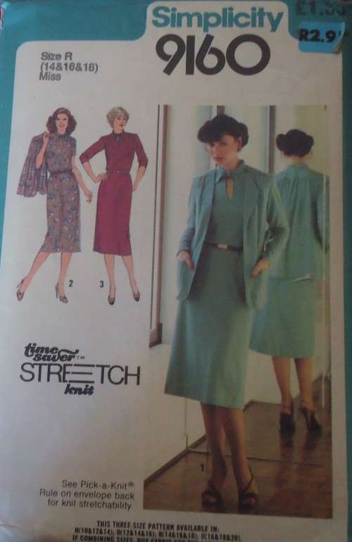 SIMPLICITY 9160 DRESS  UNLINED JACKET SIZE R=14-16-18 COMPLETE