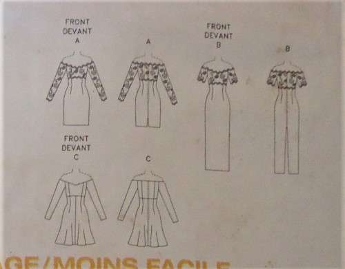 VOGUE 9124 STUNNING OFF SHOULDER LINED BONES DRESS SIZE 14-16-18 SEE LISTING