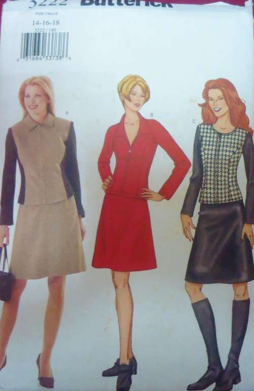 BUTTRICK PATTERNS 3222  ZIP TOP AND SKIRT 14-16-18 COMPLETE
