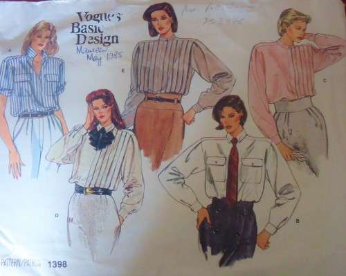 VOGUE BASIC DESIGN 1398 SET OF SHIRTS SIZE 10 COMPLETE