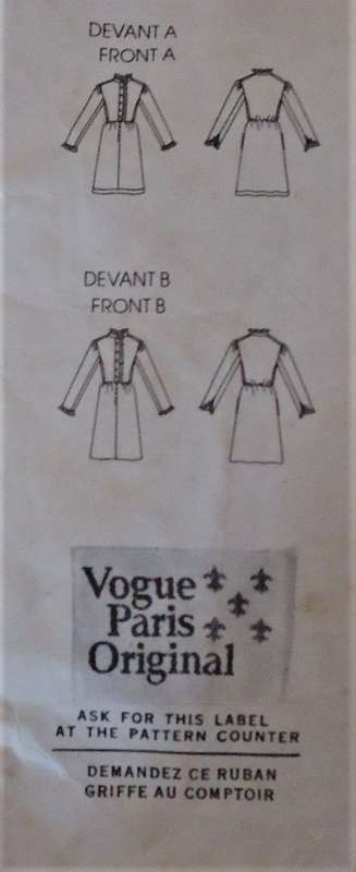 VOGUE -PARIS ORIGINAL-EMANUEL UNGARO 2734 HI COLLAR DRESS SIZE 14 COMPLETE-UNCUT-F/FOLDED
