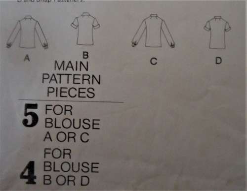 VOGUE 7008 SET OF BLOUSES SIZE 10 COMPLETE-ZIPLOC