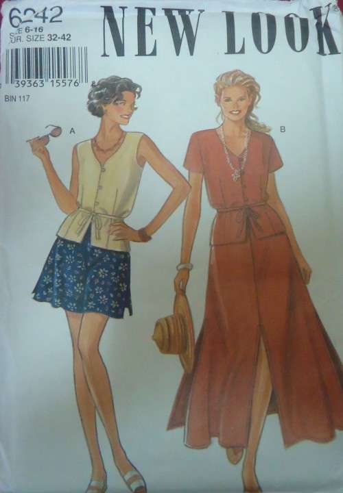 NEW LOOK PATTERNS 6242 TIE TOPS-SHORTS-SKIRT SIZE 6-16 COMPLETE