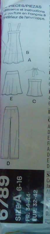 NEW LOOK 6788 FITTED SUMMER TOPS-DRESS-PANTS-SKIRT SIZE 6-16 SEE LISTING