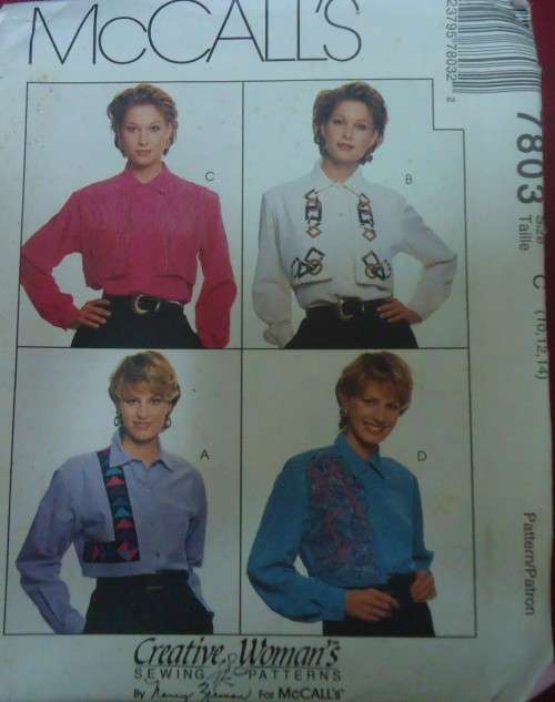 McCALLS 7803SET OF BLOUSES WITH APPLIQUE SIZE C 10-12-14 COMPLETE-UNCUT-F/FOLDED