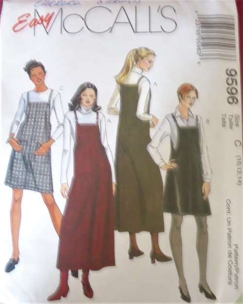 McCALLS 9596 PINAFORE DRESSES  SIZE C=10-12-14 COMPLETE-UNCUT-F/FOLDED