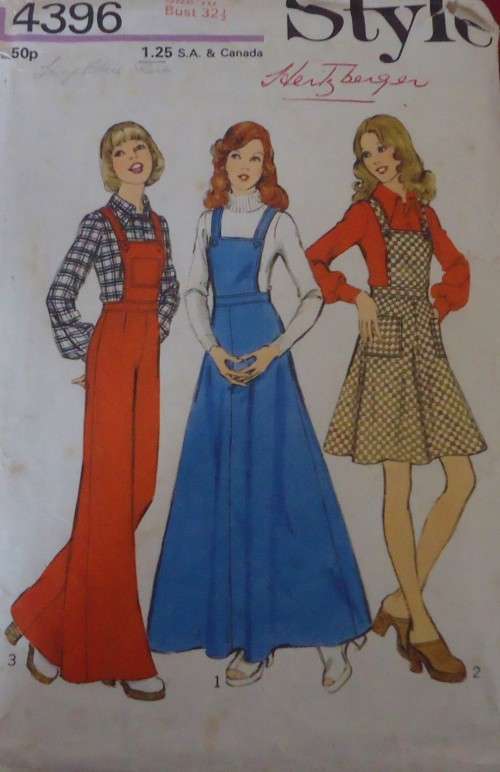 STYLE 4396 PINAFORE DRESS & DUNGAREES  SIZE 10 BUST 32 1/2" COMPLETE