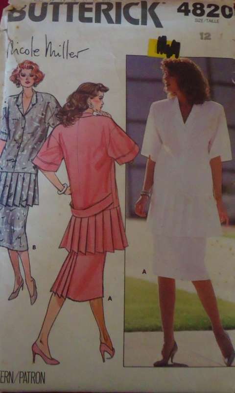 BUTTERICK 4820 TOP-SKIRT SIZE 12 COMPLETE-UNCUT-F/FOLDED