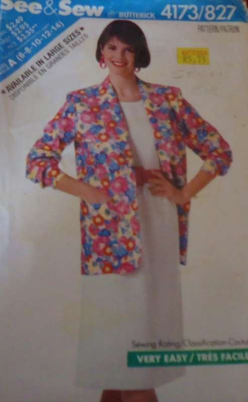 BUTTERICK 4173/827 JACKET-SKIRT SIZE A6-8-10-12-14 SEE LISTING