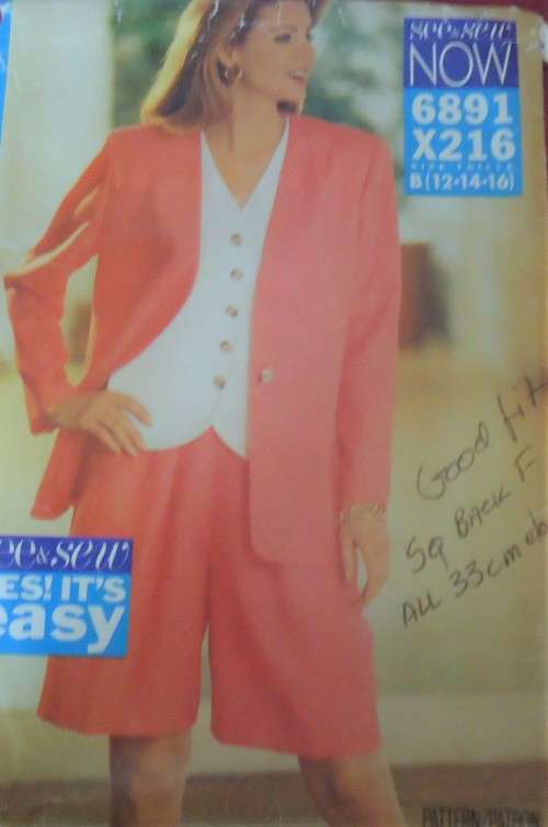 BUTTERICK 6891X216 JACKET-TOP-SHORTS SIZE B12-14-16 COMPLETE