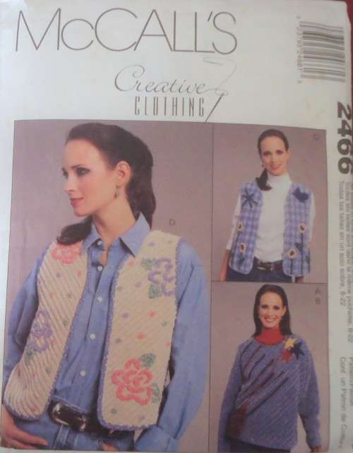 McCALLS 2466 TOP-WAISTCOAT-PURSE SIZE 8-22 COMPLETE-UNCUT-F/FOLDED