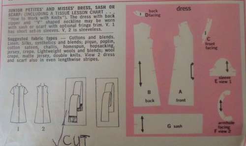 SIMPLICITY 8613 DRESS-SASH OR SCARF SIZE 16 BUST 38`  COMPLETE-ZIPLOC BAG