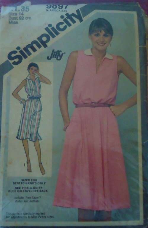 SIMPLICITY 9897  PULLOVER DRESS SIZE 12 BUST 87 CM COMPLETE-UNCUT-F/FOLDED