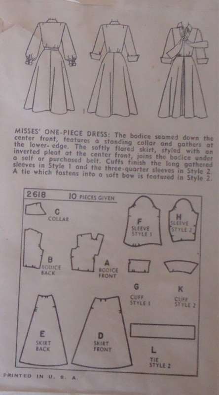 VINTAGE SIMPLICITY 2618 ONE PIECE DRESS SIZE 16 BUST 34" COMPLETE
