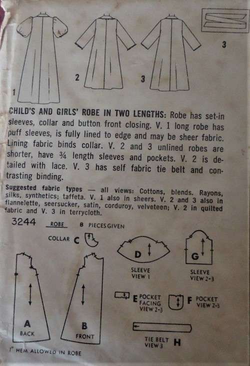 VINTAGE SIMPLICITY 3244 GIRLSROBE IN 2 LENGTHS SIZE 10 YEARS COMPLETE