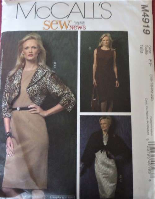 McCALLS M4919 LINED & UNLINED JACKETS-DRESS SIZE FF=16-18-20-22 COMPLETE & MOSTLY UNCUT