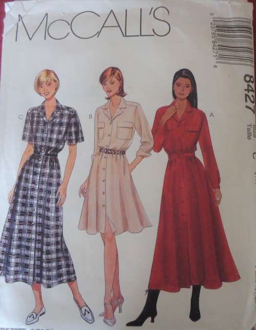 McCALLS 8427 DRESS & BELT SIZE C=10-12-14 SEE LISTING