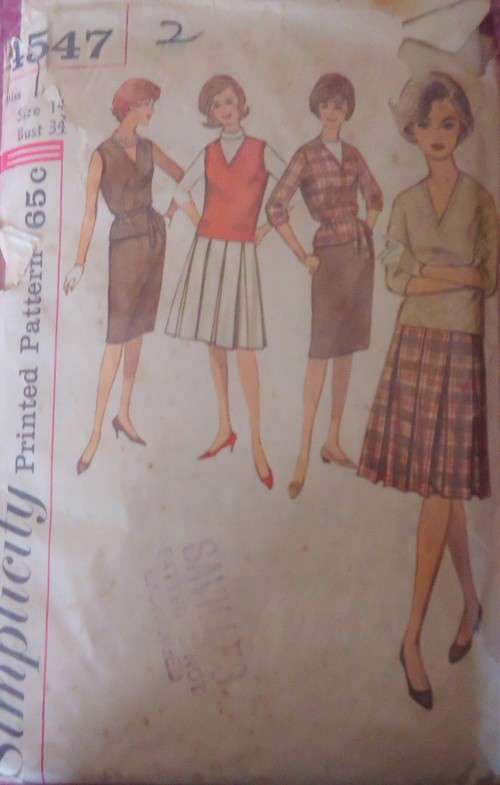 VINTAGE SIMPLICITY 4547 OOVERBLOUSE-JERKIN-2 SKIRTS SIZE 14 BUST 34` SEE LISTING- ZIPLOC BAG