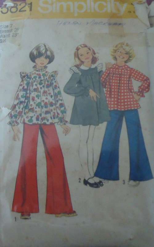 VINTAGE SIMPLICITY 5821 GIRLS DRESS-TUNIC-WIDE LEG PANTS- SIZE 7 YEAR BREAST 26` COMPLETE