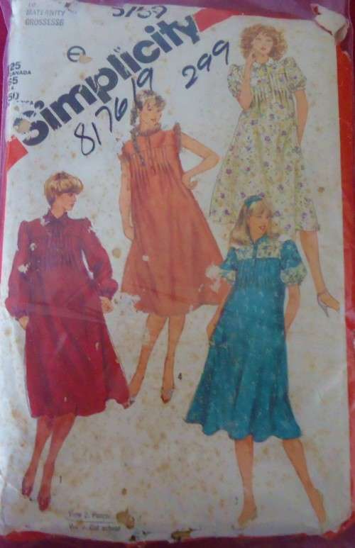 SIMPLICITY 5769  PULLOVER DRESS+NECKLINE VARIATIONS SIZE 10 MATERNITY SEE LISTING