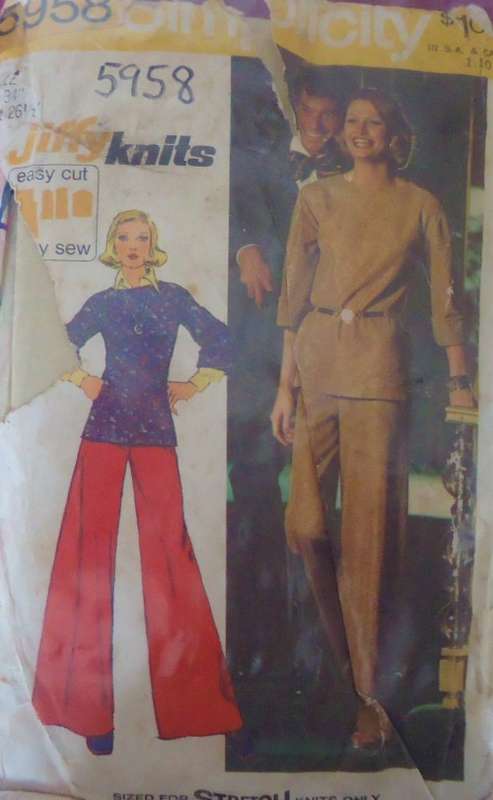 SIMPLICITY 5958  KNIT TOP & WIDE PANTS FOR STRETCH KNITS  SIZE 12-BUST 34" COMPLETE-ZIPLOC BAG