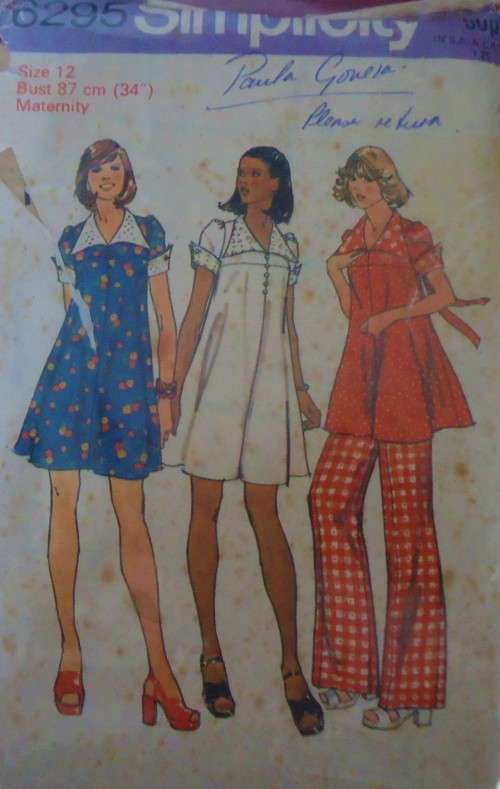 SIMPLICITY 6295 MATERNITY SHORT DRESS/TOP-PANTS SIZE 12 BUST 34`/87 CM  COMPLETE-ZIPLOC