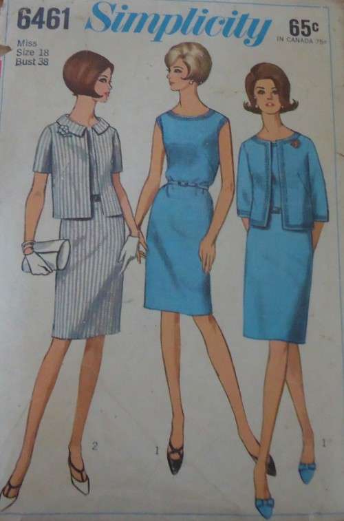 SIMPLICITY 6461 DRESS & JACKET SIZE 18 BUST 38` COMPLETE- ZIPLOC