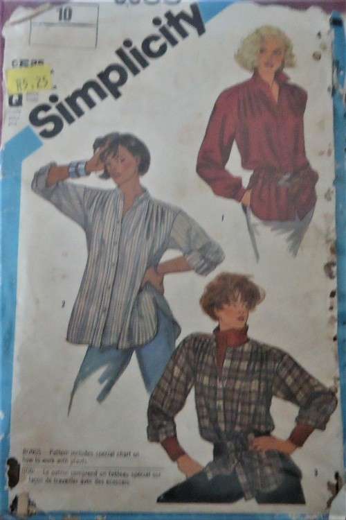 SIMPLICITY 6600 LOOSE FITTING SHIRTS SIZE 10 COMPLETE - ZIPLOC BAG