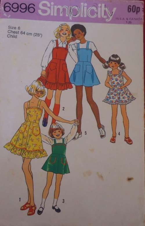 SIMPLICITY 6996 GIRLS SUNDRESS OR PINAFORE SIZE 6 YEARS CHEST 64 CM/25` COMPLETE